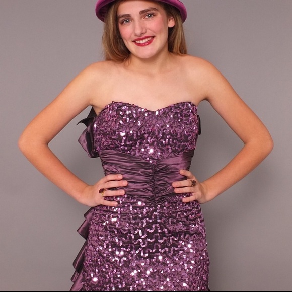 Vintage Gunne Sax Sequin Draped-Back Gown - Picture 4 of 16